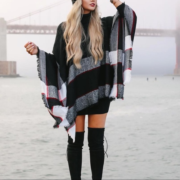 AUTUMN FEELS Poncho - BLACK - Picture 4 of 4